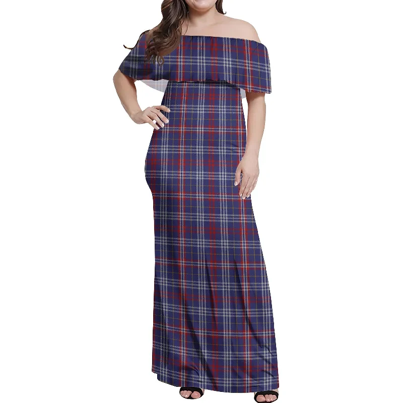 Lowest Prices Parker Tartan Off Shoulder Long Dress