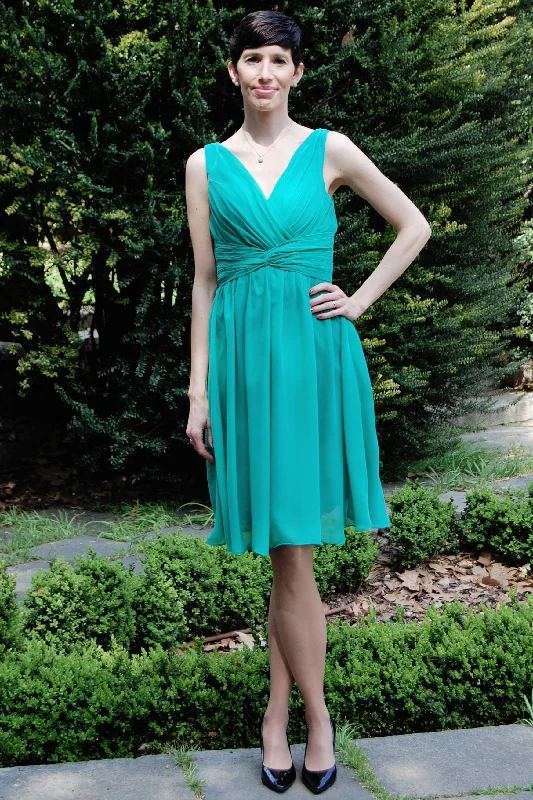 Reduced Prices A-line V-neck Wide Strap Knee Length Chiffon Mother Dress