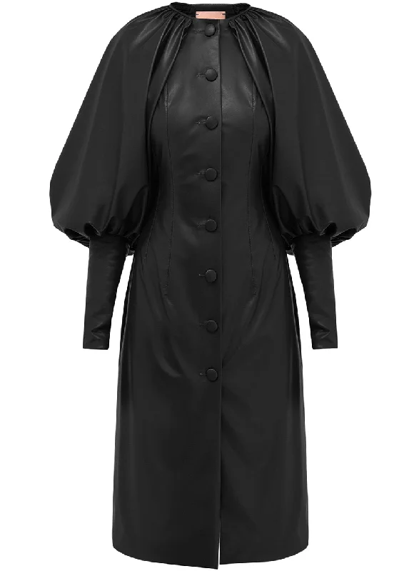 Price Fest structured dressPOWER LEATHER BALLOON SLEEVES DRESS