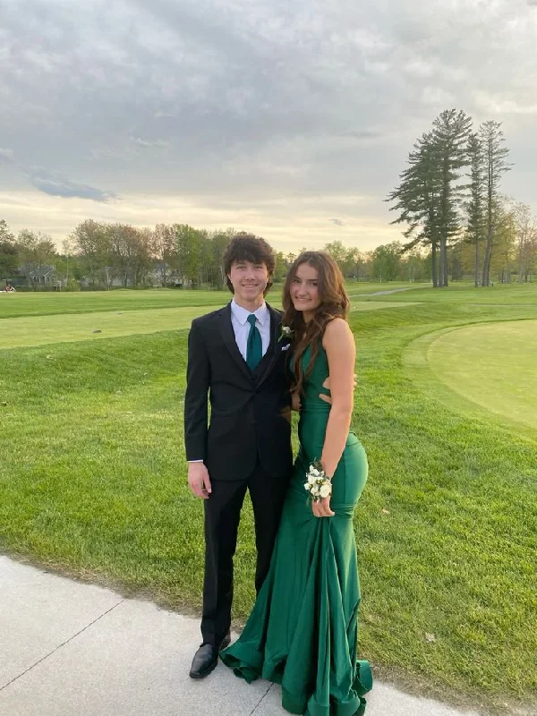 Green Mermaid Sleeveless Prom Dress,Green Formal Gown Y6107