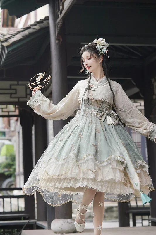 Markdowns casual evening dressBramble Rose~Pure White Autumn~Han Lolita JSK Dress Set