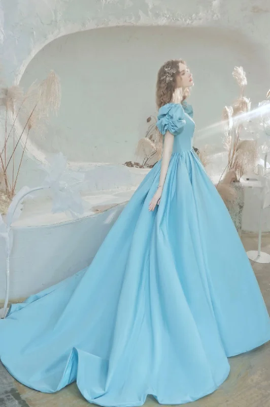 Great Deals Blue Satin Long Prom Dress, Lovely A-Line Evening Party Dress