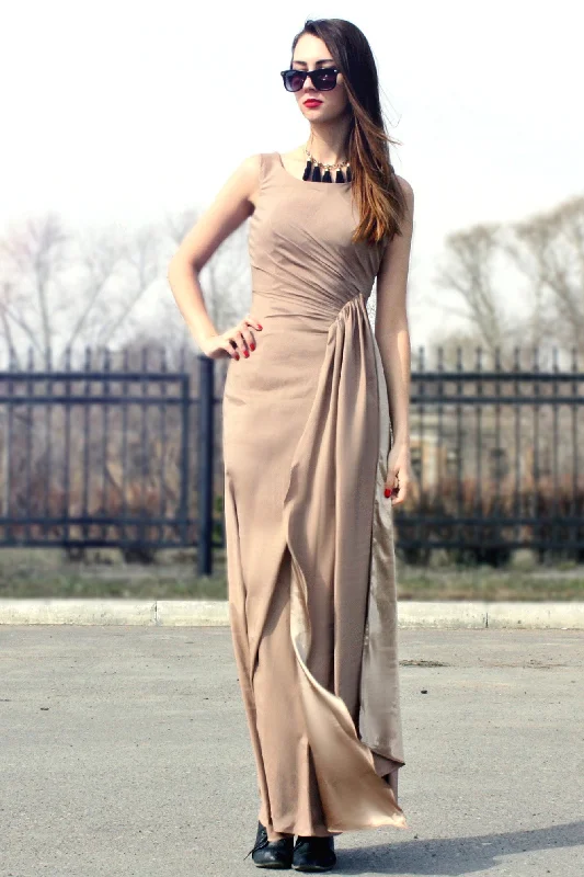 Exclusive Savings Sheath Small Round Collar Floor Length Chiffon Evening Dress