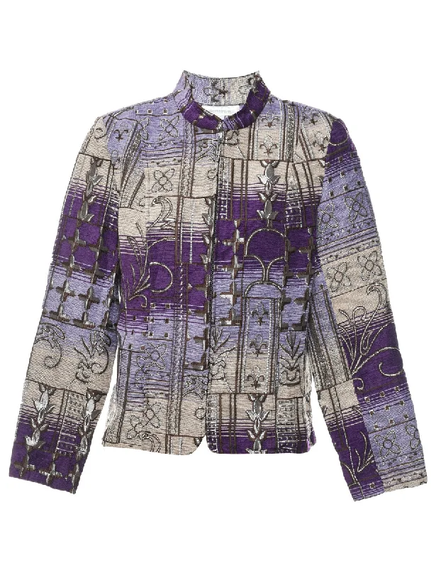 Seasonal Clearance oversized puffer coatPurple Floral Tapestry Jacket - M