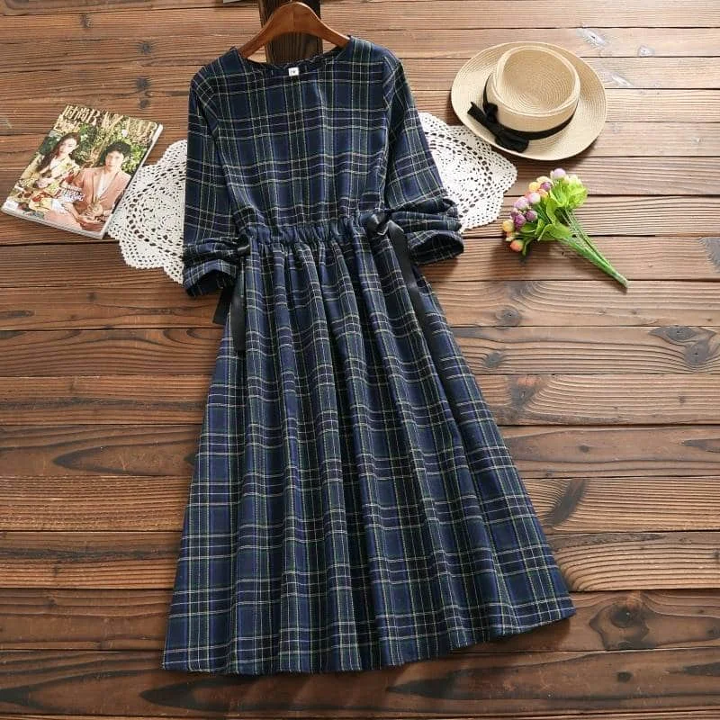 Final Markdown summer dressPlaid Linen Women's Mori Dress