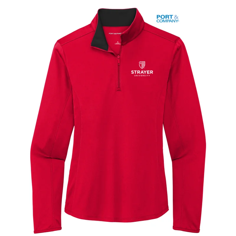 Midnight Madness sleek jacketNEW STRAYER Port Authority Ladies Silk Touch ™ Performance 1/4-Zip - RED/BLACK