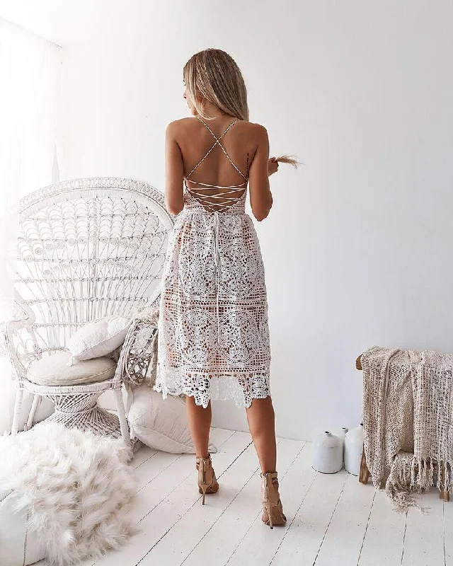 Deal of the Day casual midi dressSling lace halter dress
