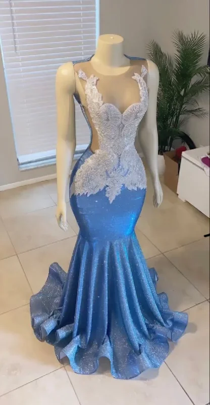 Online Exclusive romantic dressBeautiful Blue Mermaid Sleeveless Evening Dress Y4217 Online Exclusive romantic dressBeautiful Blue Mermaid Sleeveless Evening Dress Y4217