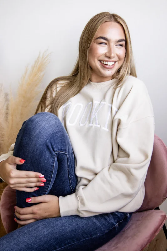 Members Only sleek sports hoodie1897 Active Pookie Embroidered Sweatshirt for Women in Cream | GT087-CREAM Members Only sleek sports hoodie1897 Active Pookie Embroidered Sweatshirt for Women in Cream | GT087-CREAM