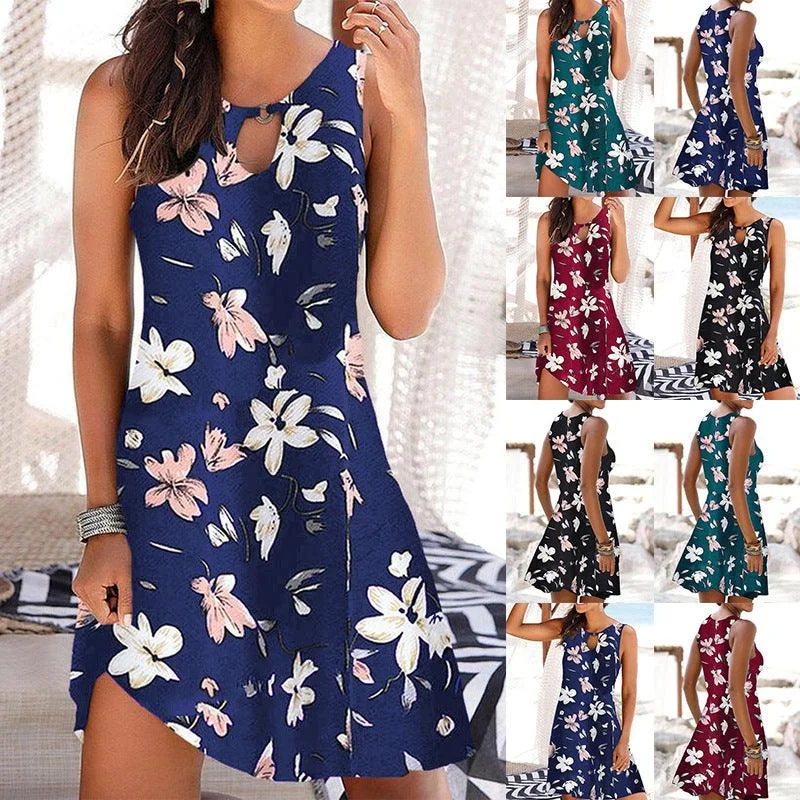 Best Bargains velvet dressSummer Women's Sling Print Skirt Temperament Commuter Dress