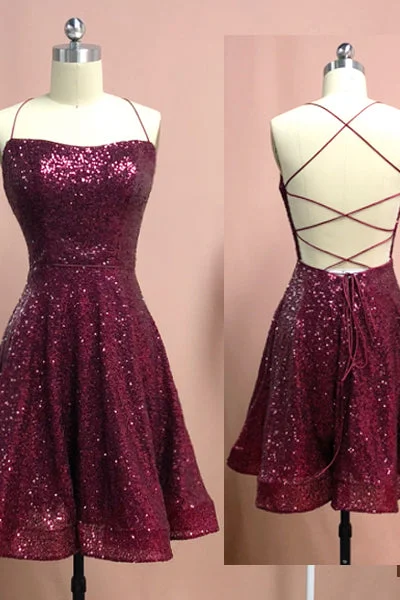 Exclusive Savings Burgundy Spaghetti Straps Sleeveless A Line Sequins Homecoming Dresses Exclusive Savings Burgundy Spaghetti Straps Sleeveless A Line Sequins Homecoming Dresses