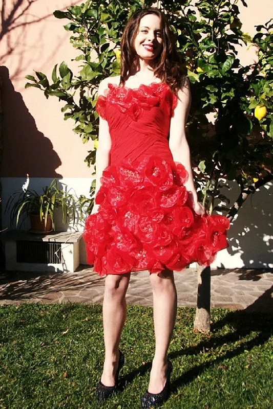 Year-End Clearance A-line Sweetheart Knee Length Tulle Beaded Homecoming Dress