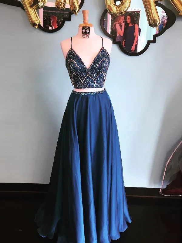 Holiday Sale Two Piece Prom Dresses Spaghetti Straps Rhinestone Long Chiffon Prom Dress Sexy Evening Dress JKL688 Holiday Sale Two Piece Prom Dresses Spaghetti Straps Rhinestone Long Chiffon Prom Dress Sexy Evening Dress JKL688