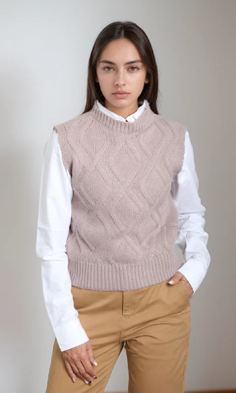 Closeout Sale casual workout hoodieWomen Knitted Vest (Beige)