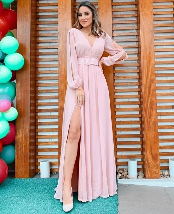 Bonus Savings high-waisted dressPink A-line Long Sleeves Prom Dress,Pink Bridesmaid Dress Y5757 Bonus Savings high-waisted dressPink A-line Long Sleeves Prom Dress,Pink Bridesmaid Dress Y5757