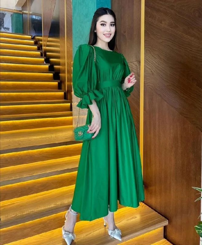 Overstock flowy evening dressWomen Green A-line Prom Dress,Simple Prom Gown Y5518