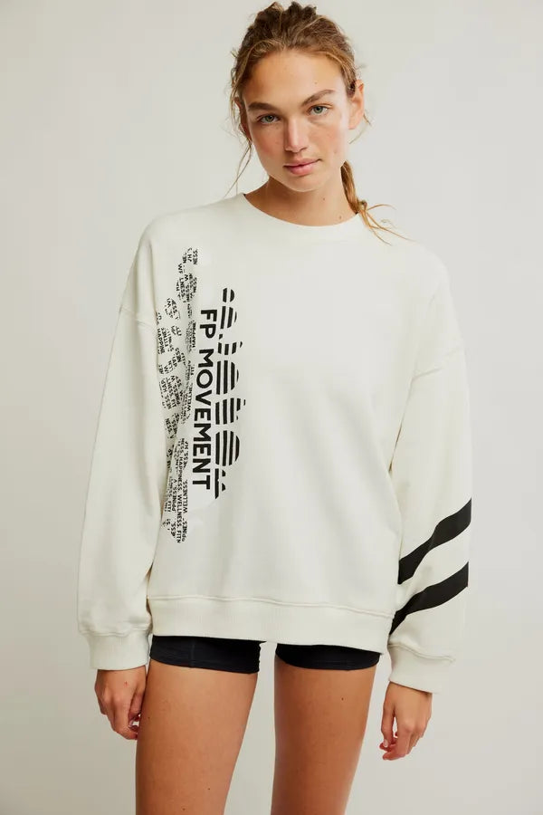 Savings Alert fitted workout sweatshirtFree People All Star Buti Logo Pullover - IVORY/BLACK COMBO