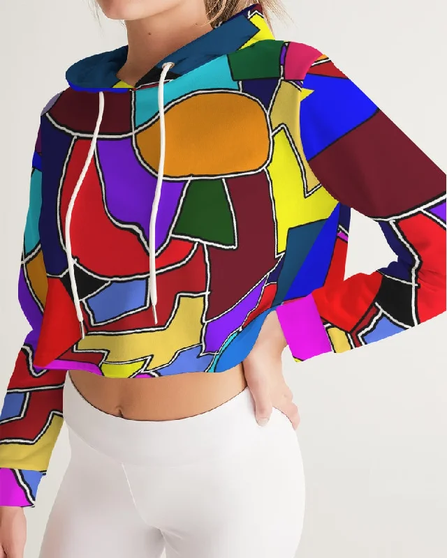 Members Only zip-up hooded sweatshirtCrazy Color Abstract Women's Cropped Hoodie
