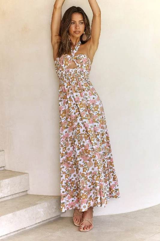 BerriesJam - Floral Print Halter Boho Bandage Fashion Holiday A-line Dress