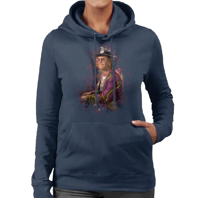 Online Only cozy hoodie for cold weatherTV Times Elton John At The Piano Women's Hooded Sweatshirt Online Only cozy hoodie for cold weatherTV Times Elton John At The Piano Women's Hooded Sweatshirt