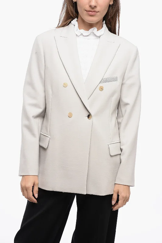Act Fast tailored coatFabiana Filippi Double-Brested Blazer with shimmer Breast Pocket 44 Italian size Act Fast tailored coatFabiana Filippi Double-Brested Blazer with shimmer Breast Pocket 44 Italian size