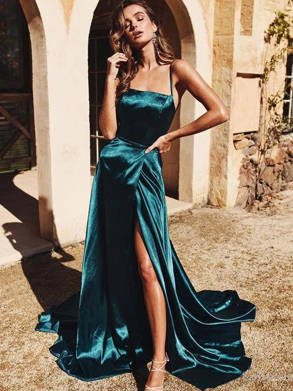 Deal Alert A-line Spaghetti Straps Long Prom Dresses Cheap Formal Gowns JKM3013