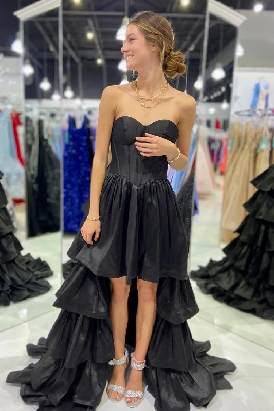 Huge Savings wrap-around dressSweetheart Tiered Hi-Low Long Prom Dress Y5681