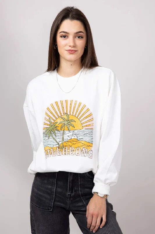Best Deals sporty casual hoodieBillabong Island Life Crewneck for Women in White | 24B464405-SCS Best Deals sporty casual hoodieBillabong Island Life Crewneck for Women in White | 24B464405-SCS