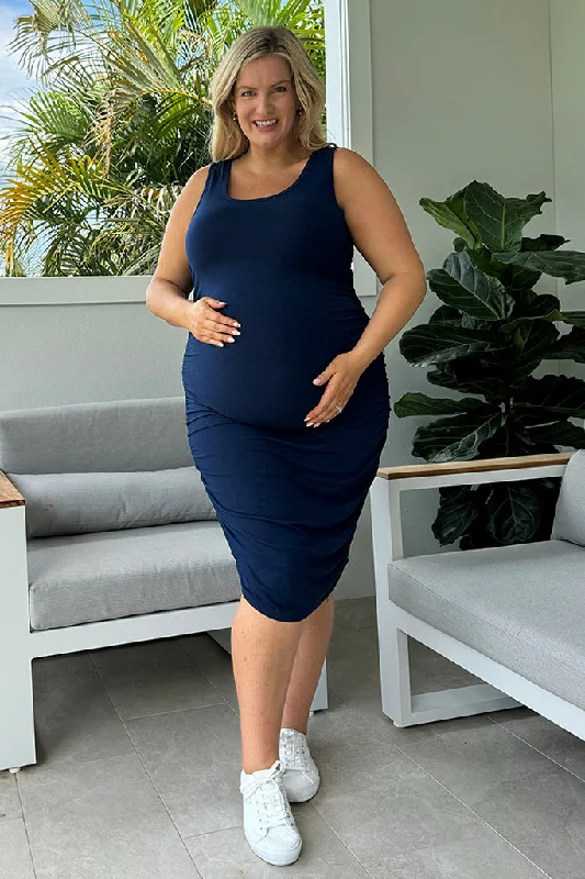 Mega Sale evening dressRuched Tank Maternity Dress - Navy