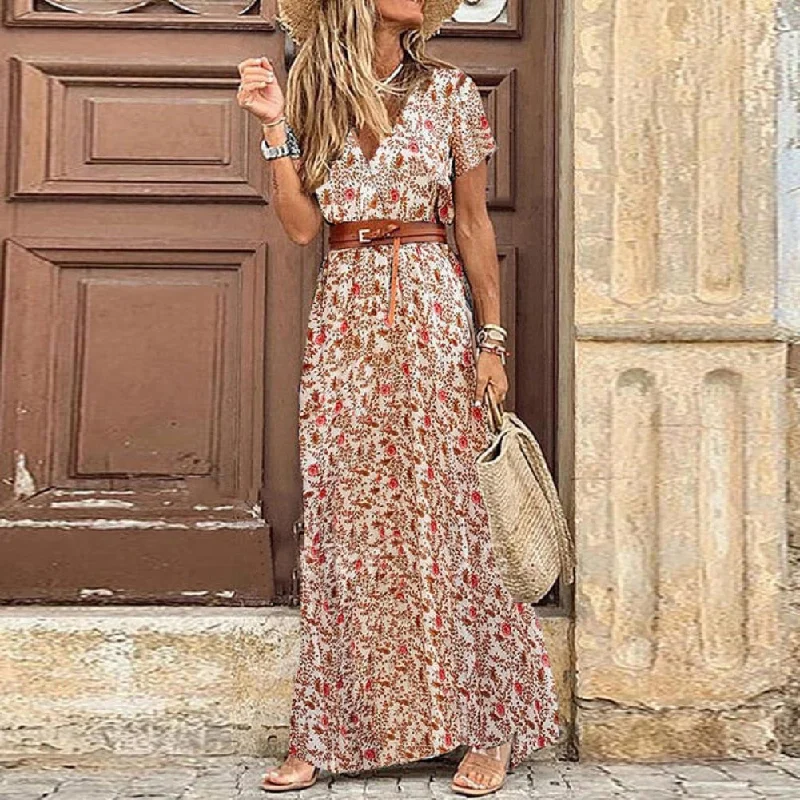 BerriesJam - 2024 Paisley Large Hem Beach Dress with Belt