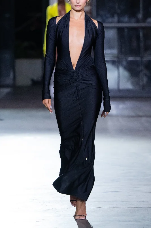 New Deals Preorder: Gown with Deep Plunge Neckline Detail