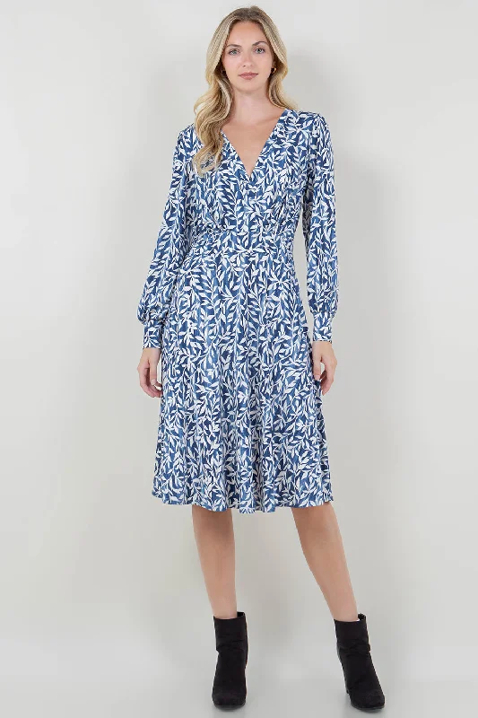 Today Only trendy dressLG SLV WRAP V NK TUCKED DRESS - D3545-A1628-6