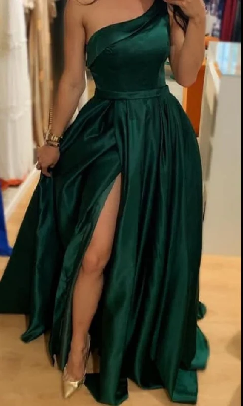 Final Clearance trendy mini dressChic & Modern One Shoulder Green Prom Evening Party Dress Y5791