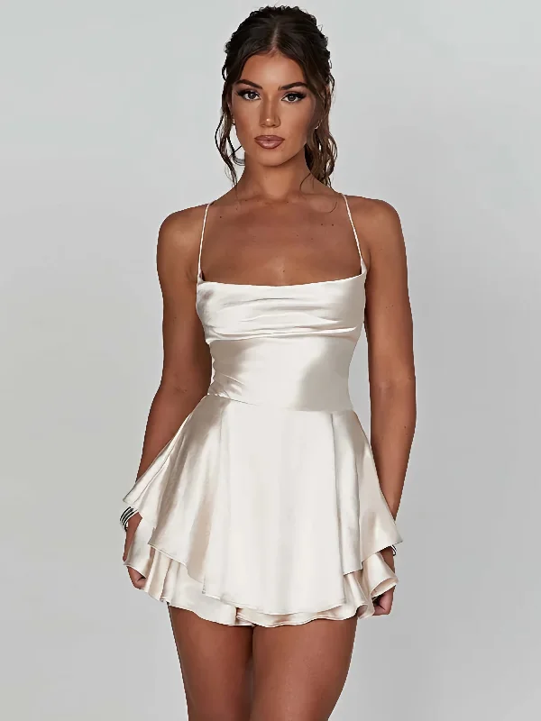 New Markdowns chic slip dressOpen Back White Satin Mini Dress