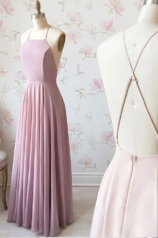 Great Deals Cute Spaghetti Straps Sleeves Simple Long Prom Dresses For Girls