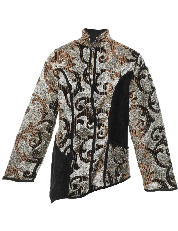 Deal Frenzy stylish coatButton Front Tapestry Jacket - L