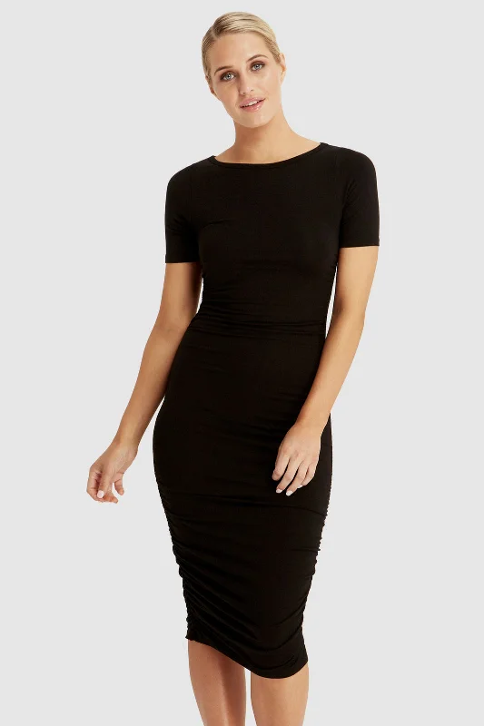 Special Promotion casual day dressJasper Ruched Dress - Black