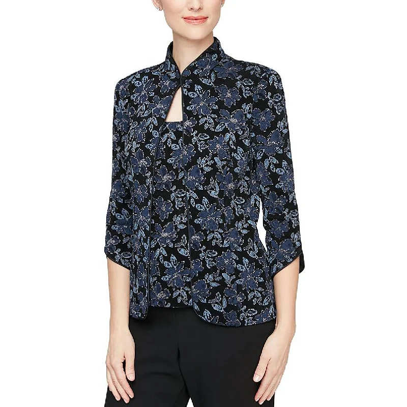 Epic Deals high-fashion coatPetites Womens Knit Metallic Open-Front Blazer