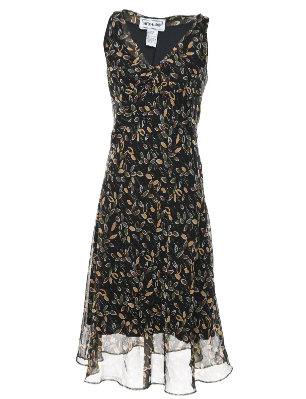 Best Bargains winter coatBlack Floral Print Dress - S