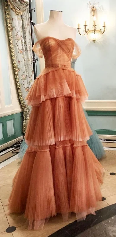 Price Drop chic dressOff the Shoulder Tulle Tiered Long Prom Dress, A Line Evening Gown Y1897 Price Drop chic dressOff the Shoulder Tulle Tiered Long Prom Dress, A Line Evening Gown Y1897
