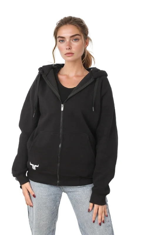 Massive Deals cool activewear hoodie(Original) Women Zip-Up Hoodie Jacket - NUT (Black)