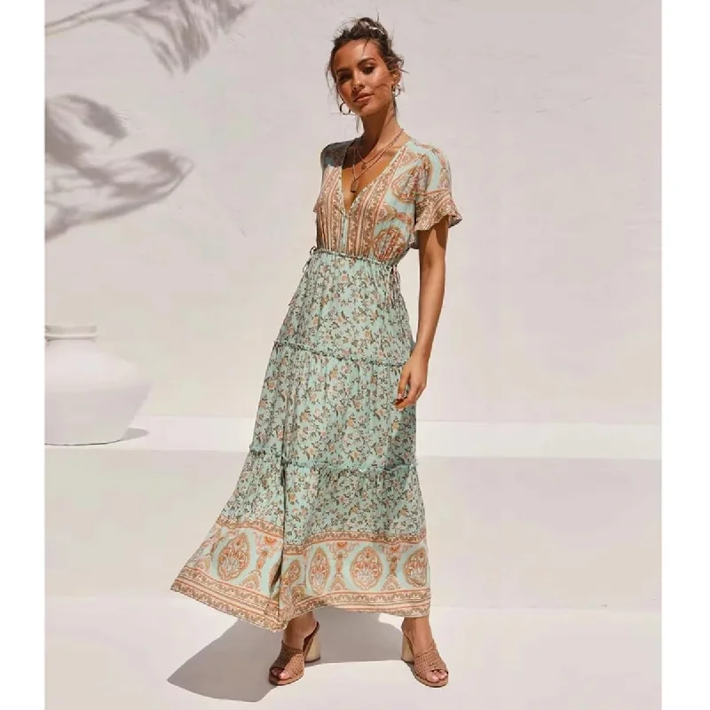 Price Slash long-sleeve floral dressBoho Floral Women's Maxi Dress