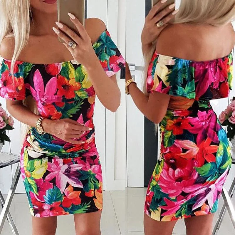 Price Cut backless dressPrinted bag hip dress