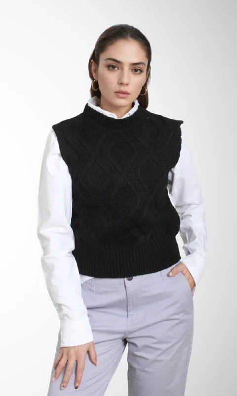 Deal Explosion oversized gym sweatshirtWomen Knitted Vest (Black)