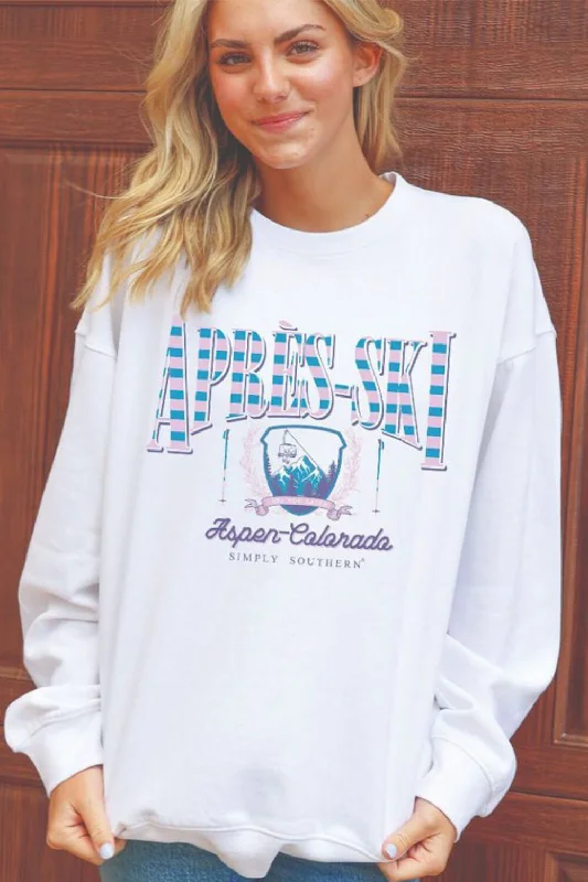 Limited Time oversized sports sweatshirtSimply Southern Après-Ski Crewneck for Women in White | CREW-APRES-WHITE Limited Time oversized sports sweatshirtSimply Southern Après-Ski Crewneck for Women in White | CREW-APRES-WHITE
