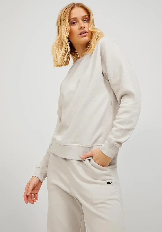 Online Exclusive fleece hoodieJJXX Abbie Crew Neck Sweatshirt, Moonbeam