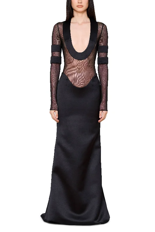 Fantastic Deals Scoop Neck Gown with Satin Trim