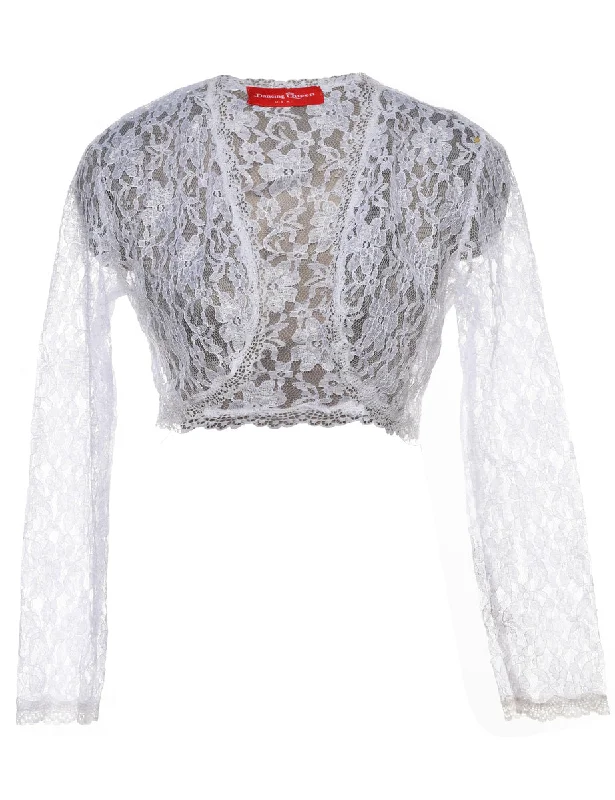 Low Prices premium coatCropped White Lace Evening Jacket - M